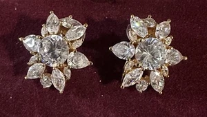 NEW! QVC Nolan Miller "Life Of The Party" Gold Plated Crystal Pierced Earrings  - Picture 1 of 3
