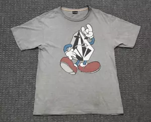 Volcom Stone Men's Large Gray T Shirt Steamboat Willie Style Logoman Y2K Vintage - Picture 1 of 17