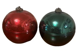 Weihnachtskerze, Duftkerze aus rotem oder grünem Quecksilberglas  - Bild 1 von 9