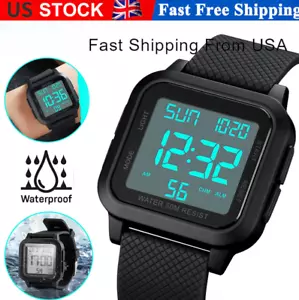 Men's Military Sports Watch LCD Screen Waterproof Wristwatch Large Digital Face - Picture 1 of 14