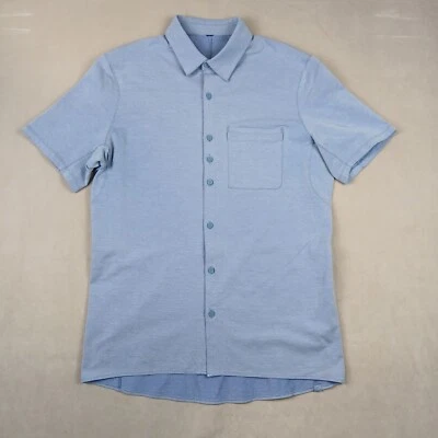 Camisa Lululemon Commission pequeña para hombre manga corta abotonada 21x28 tiene defecto Foto 1 de 4