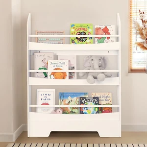 Kids Bookshelf, 3-Tier Wooden Wall-Mounted Book Shelf Organizer, Storage Book Ra - Picture 1 of 7
