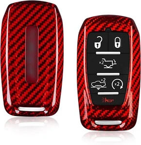 Fit Dodge RAM 1500 2500 3500 Carbon Fiber Hard Remote Key Fob Case Cover Red - Picture 1 of 8