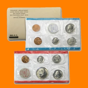 1969 U.S. Mint Set ~ 10 Coins ~ P & D ~ Uncirculated Government Packaging OGP - Picture 1 of 3