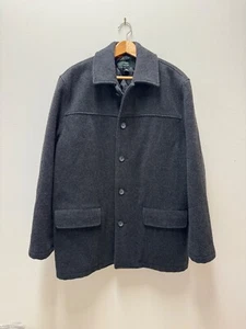 J. Crew Italian Wool Coat Mens Size L Black Classic University Jacket JA9 - Picture 1 of 6