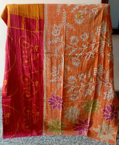 Colcha manta Kantha vintage edredón indio hecha a mano tiro algodón Ralli Gudari - Imagen 1 de 2