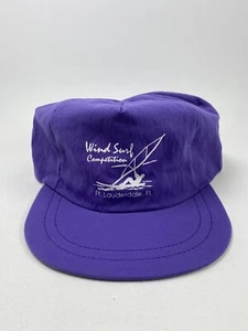 Vintage Wind Surfing Competition Ft Lauderdale Florida 1980s Stretchback Hat Cap - Picture 1 of 7