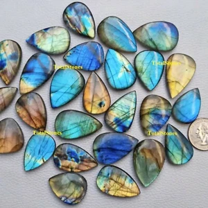 Pear Labradorite Cabochon 200 Ct Lot Multifire Wholesale Labradorite for Jewelry - Picture 1 of 7