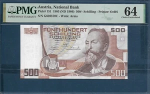 Austria 500 Schilling, 1985 / 1986, P 151, PMG 64 UNC - Picture 1 of 2