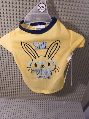 Camisa Ropa Simply Wag Some Bunny loves me perro de Pascua mascota talla X-pequeña Foto 1 de 2