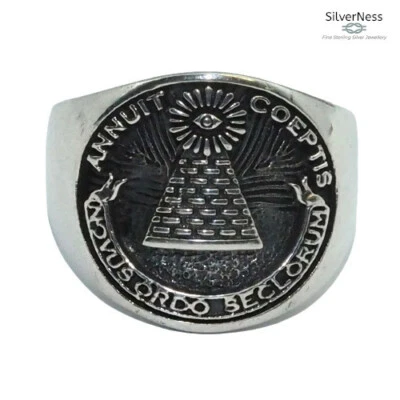 SilverNess Men's Jewellery Illuminati Ring: 925 Sterling Silver - Image 1 of 4