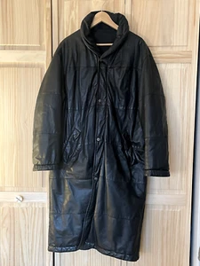 Salvatore Ferragamo Vintage Black Leather Reversible Trench Coat IT52/US42 - Picture 1 of 11