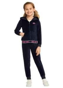 Juicy Couture 2PC Zip Up Velour Hoodie Jogger Set Sz 4 Blue Full Zip Embroidered - Picture 1 of 15