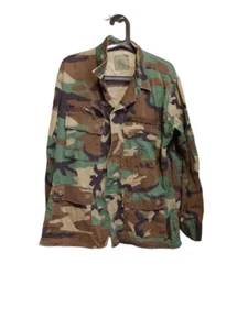 American Apparel Camo Button Down Long Sleeve Shirt Size Medium Regular Woodland - Picture 1 of 21