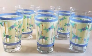 6 Pfaltzgraff Summer Breeze 16 Oz Tumblers Glasses Set Blue Flowers Yellow Green - Picture 1 of 5