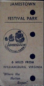 Jamestown Festival Park Ticket Williamsburg VA Where The Nation Began 24.07.1972 - Bild 1 von 2