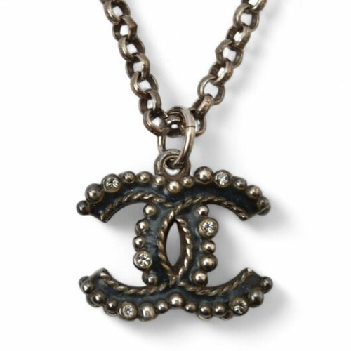 Chanel Collana Ciondolo CHANEL Coco CC Strass Argento 17 Uomo... GZl19ip2