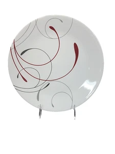 Corelle Splendor Dinner Teller weiß rot grau Wirbel 10,25 Durchmesser 2er Set - Bild 1 von 4