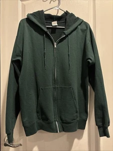 Neu ohne Etikett Hanes Eco Smart grüner Hoodie mit durchgehendem Reißverschluss Unisex Größe Medium - Bild 1 von 9