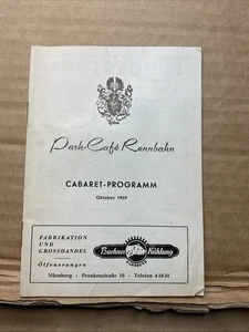 Park Café Rennbahn Alemania 1959 programa de cabaret modelo B47 - Imagen 1 de 16
