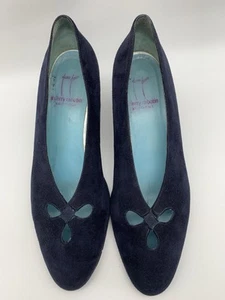 Thierry Rabotin Women's EU 38 Reno Navy Blue Cut Out Suede 2" Block Heels Pumps - Picture 1 of 10
