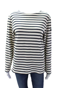 Maglia donna Saint James cotone a righe girocollo manica lunga bianca taglia 32 - Foto 1 di 5