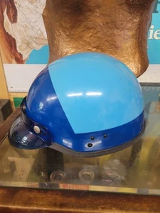 Vintage Bell DOT Blue Two Tone Helmet With Blue See Threw Visor - Picture 1 of 7