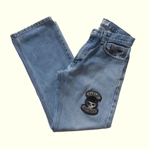 JEANS HARLEY DAVIDSON DE COLECCIÓN Y2K AÑOS 90 PARCHE RETRO AZUL DESGASTADO ALGODÓN DENIM TALLA 30 - Imagen 1 de 9