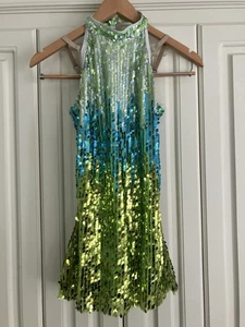 Costume da ballo vestito revolution verde con paillettes XL bambino - Foto 1 di 4