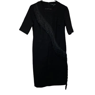 Vestido Vaina Walter Baker Patrice Negro Media Manga Flecos Talla L Foto 1 de 4