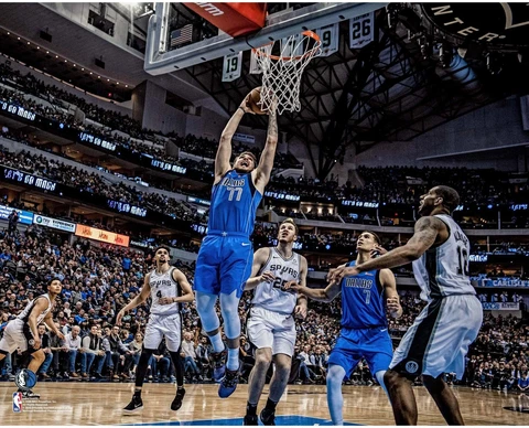 Luka Doncic Dallas Mavericks Unsigned Dunking vs San Antonio Spurs Photo Cover