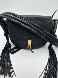 Bolso Altuzarra Negro Boho Cuero Flecos Correa Trenzada - Imagen 1 de 20