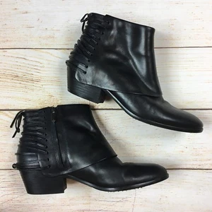 Sam Edelman Princeton $170 Black Leather Laced Ankle Boots Booties 7M - Picture 1 of 9