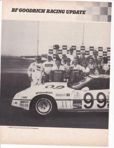 1987 Corvette Goodrich 2 pg Racing Print-Ad/ Bobby Carradine SCCA - Picture 1 of 1