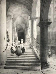 Interieur Maison Rue Juiverie LITHOGRAPHIE CHAPUY Lemercier LYON Rhone XIX° - Picture 1 of 6