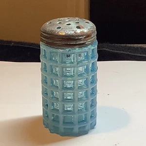 Antigua coctelera de panal opalescente de vidrio azul A J Beatty Ohio años 1880 gofre - Imagen 1 de 9