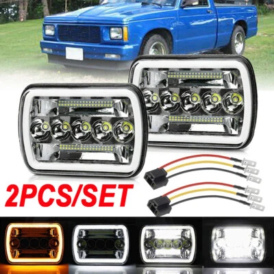 Pair 7x6" Led Headlight HI-Lo Halo DRL For Chevy S10 Sonoma Subaru XT Nissan - Изображение 1 из 4