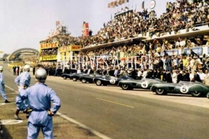 Jaguar D type & Aston Martin DB3 race car line-up - 24 hours of Le Mans - 1954 - - Picture 1 of 1