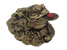 Fortune Lucky Coin Frog Money Toad Statue Figurine Brass/Gold Resin Feng Shui