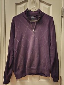 Arrow Mens Purple Long Sleeve Pullover 1/4 Zip Sweater Size M