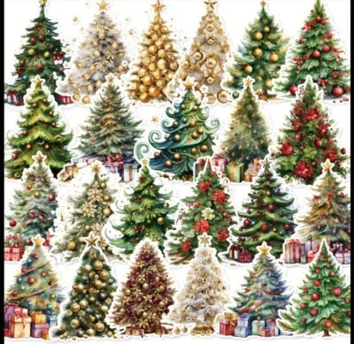 10 pegatinas de árbol de Navidad - papel - álbum de recortes, diario, manualidades y tarjetas hágalo usted mismo Foto 1 de 2