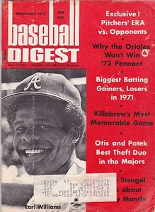 FEBRUARY 1972 BASEBALL DIGEST ATLANTA BRAVES EARL WILLIAMS ON COVER - Picture 1 of 1