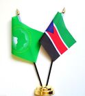 African Union & South Sudan Double Friendship Table Flag Set