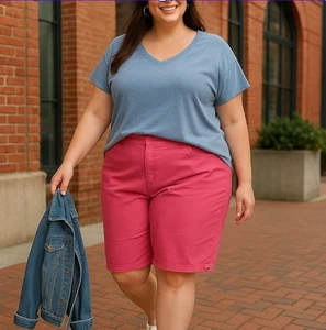 Pantalones Cortos Gloria Vanderbilt All-Around Efecto Adelgazante Para Mujer Talla 20W - Rosa - Imagen 1 de 9
