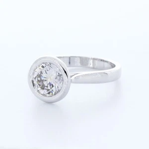 ANILLO SOLITARIO HALO ORO BLANCO 14K CORTE REDONDO D/VVS2 DIAMANTE CREADO EN LABORATORIO 1,3 QUILATES - Imagen 1 de 3