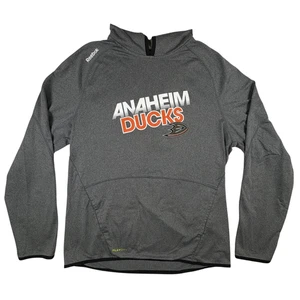 Anaheim Ducks Hoodie Mens Large Gray NHL Hockey Reebok Center Ice PlayDry - Picture 1 of 11