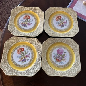 PT Tirschenreuth Bavaria 4 Square Scalloped Edge Porcelain Salad Plates -Germany - Picture 1 of 24