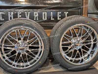20x8.5 20x10 US MAGS U140 CHROME WHEELS RIMS TIRES CHEVY GMC C10 SIERRA OBS 5x5 - Image 1 of 3