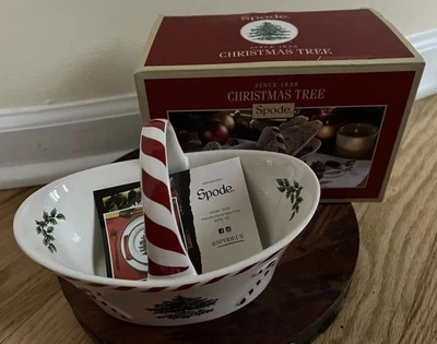 Корзина с ручкой Spode Christmas Tree Peppermint трудно найти 6,5 дюйма сервировочное блюдо новая в коробке - Изображение 1 из 4