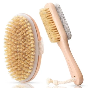 Body Brush for Dry or Wet Brushing and 2-Sided Foot File Scrubber Set, Body S... - Picture 1 of 7